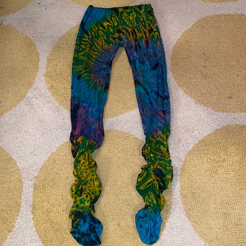 TIE DYED ruched festival boho leggings size S